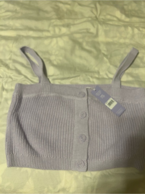 Sweaters - Lavender Button-Front Ribbed Knit Crop Tank